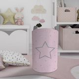 Mekta Home Bebek ve Çocuk Odası Büyük Gri Yıldız Desenli Pembe Oyuncak Sepeti - Renkli