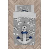 Mekta Home Bebek ve Çocuk Odası Çapa Desenli Gri Nevresim Takımı - Renkli - 160 x 230 cm