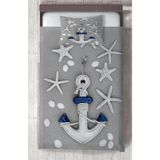 Mekta Home Bebek ve Çocuk Odası Çapa Desenli Gri Yatak Örtüsü - Renkli - 140 x 220 cm