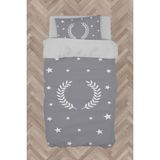 Mekta Home Bebek ve Çocuk Odası Çelenk Yıldız Desenli Çerçeveli Gri Nevresim Takımı - Renkli - 160 x 230 cm
