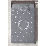 Mekta Home Bebek ve Çocuk Odası Çelenk Yıldız Desenli Çerçeveli Gri Yatak Örtüsü - Renkli - 140 x 220 cm