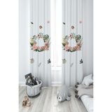 Mekta Home Bebek ve Çocuk Odası Çiçekli Çelenk Desenli 2 Kanat Fon Perde - 140 x 270 cm - Renkli