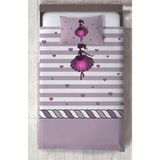 Mekta Home Bebek ve Çocuk Odası Çizgili Kalpli Prenses Kız Desenli Yatak Örtüsü - Renkli - 140 x 220 cm