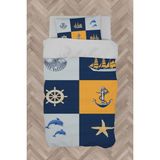 Mekta Home Bebek ve Çocuk Odası Dümen ve Deniz Yıldzı Deseli Nevresim Takımı - Renkli - 160 x 230 cm