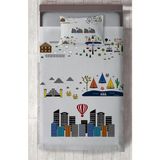 Mekta Home Bebek ve Çocuk Odası Eğitici Şehir Desenli Yollu Yatak Örtüsü - Renkli - 140 x 220 cm