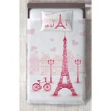 Mekta Home Bebek ve Çocuk Odası Eyfel Kule Desenli Yatak Örtüsü - Renkli - 140 x 220 cm