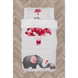 Mekta Home Bebek ve Çocuk Odası Fil ve Kalp Desenli Nevresim Takımı - Renkli - 160 x 230 cm