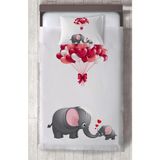 Mekta Home Bebek ve Çocuk Odası Fil ve Kalp Desenli Yatak Örtüsü - Renkli - 140 x 220 cm