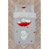 Mekta Home Bebek ve Çocuk Odası Fil ve Kalpli Balon Desenli Nevresim Takımı - Renkli - 160 x 230 cm