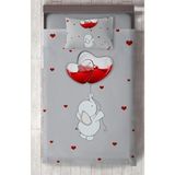 Mekta Home Bebek ve Çocuk Odası Fil ve Kalpli Balon Desenli Yatak Örtüsü - Renkli - 140 x 220 cm