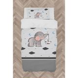 Mekta Home Bebek ve Çocuk Odası Fil ve Tavşan Desenli Nevresim Takımı - Renkli - 160 x 230 cm
