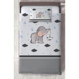 Mekta Home Bebek ve Çocuk Odası Fil ve Tavşan Desenli Yatak Örtüsü - Renkli - 140 x 220 cm