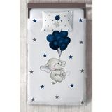 Mekta Home Bebek ve Çocuk Odası Filli Mavi Balon Desenli Yatak Örtüsü - Renkli - 140 x 220 cm