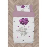 Mekta Home Bebek ve Çocuk Odası Filli ve Mor Balon Desenli Nevresim Takımı - Renkli - 160 x 230 cm