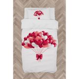 Mekta Home Bebek ve Çocuk Odası Fiyonklu Kalpli Balon Desenli Nevresim Takımı - Renkli - 160 x 230 cm