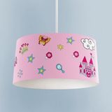 Mekta Home Bebek ve Çocuk Odası Gökkuşağı ve Bulut Desenli Pembe Avize - Renkli - 1