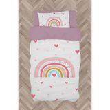 Mekta Home Bebek ve Çocuk Odası Gökkuşağı ve Kalp Desenli Nevresim Takımı - Renkli - 160 x 230 cm
