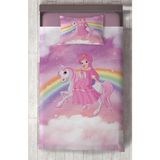 Mekta Home Bebek ve Çocuk Odası Gökuşağı ve Unicorn Desenli Yatak Örtüsü - Renkli - 140 x 220 cm