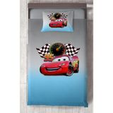 Mekta Home Bebek ve Çocuk Odası Gri Mavi Mcqueen Desenli Yatak Örtüsü - Renkli - 140 x 220 cm