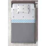 Mekta Home Bebek ve Çocuk Odası Gri Mavi Yıldız Desenli Yatak Örtüsü - Renkli - 140 x 220 cm