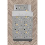 Mekta Home Bebek ve Çocuk Odası Gri Sarı Yıldız Desenli Nevresim Takımı - Renkli - 160 x 230 cm