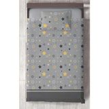Mekta Home Bebek ve Çocuk Odası Gri Sarı Yıldız Desenli Yatak Örtüsü - Renkli - 140 x 220 cm