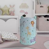Mekta Home Bebek ve Çocuk Odası İçin Mavi Safari Desenli 45 cm Keçe Oyuncak Sepeti