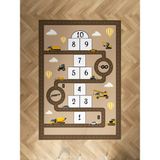 Mekta Home Bebek ve Çocuk Odası Iş Makinalı Kahverengi Yol Desenli Halı - Renkli - 120 x 180 cm