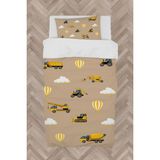 Mekta Home Bebek ve Çocuk Odası Iş Makinalı Kahverengi Yol Desenli Nevresim Takımı - Renkli - 160 x 230 cm