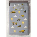 Mekta Home Bebek ve Çocuk Odası Iş Makinalı Sesekli Yol Desenli Yatak Örtüsü - Renkli - 140 x 220 cm