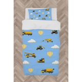 Mekta Home Bebek ve Çocuk Odası Iş Makinalı ve Mavi Yol Desenli Nevresim Takımı - Renkli - 160 x 230 cm