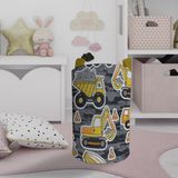 Mekta Home Bebek ve Çocuk Odası Iş Makine Desenli Oyuncak Sepeti - Renkli