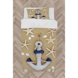 Mekta Home Bebek ve Çocuk Odası Kahverengi Çapa Desenli Nevresim Takımı - Renkli - 160 x 230 cm