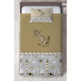Mekta Home Bebek ve Çocuk Odası Kahverengi Denizci Desenli Yatak Örtüsü - Renkli - 140 x 220 cm