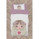 Mekta Home Bebek ve Çocuk Odası Kalp Tutan Prenses Kız Desenli Nevresim Takımı - Renkli - 160 x 230 cm