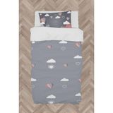 Mekta Home Bebek ve Çocuk Odası Kalp ve Bulut Balon Desenli Nevresim Takımı - Renkli - 160 x 230 cm