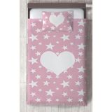Mekta Home Bebek ve Çocuk Odası Kalp ve Yıldız Desenli Yatak Örtüsü - Renkli - 140 x 220 cm