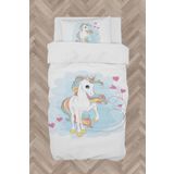 Mekta Home Bebek Ve Çocuk Odası Kalpli Unicorn Desenli Nevresim Takımı