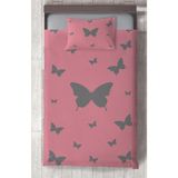 Mekta Home Bebek ve Çocuk Odası Kelebek Desenli Pembe Yatak Örtüsü - Renkli - 140 x 220 cm