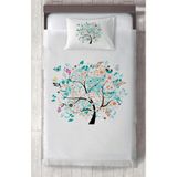 Mekta Home Bebek ve Çocuk Odası Kelebekli Ağaç Desenli Yatak Örtüsü - Renkli - 140 x 220 cm