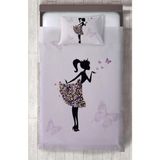Mekta Home Bebek ve Çocuk Odası Kelebekli Prenses Desenli Yatak Örtüsü - Renkli - 140 x 220 cm