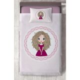 Mekta Home Bebek ve Çocuk Odası Kıvırcık Saçlı Prenses Kız Deseli Yatak Örtüsü - Renkli - 140 x 220 cm