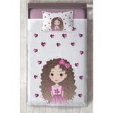 Mekta Home Bebek ve Çocuk Odası Kız ve Erkek Çocuk Desenli Yatak Örtüsü - Pembe - 140 x 220 cm