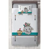 Mekta Home Bebek ve Çocuk Odası Kızılderili Filli ve Seksek Desenli Yatak Örtüsü - Renkli - 140 x 220 cm