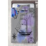 Mekta Home Bebek ve Çocuk Odası Korsan Gemi Desenli Yatak Örtüsü - Renkli - 140 x 220 cm