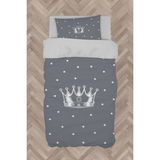Mekta Home Bebek ve Çocuk Odası Kral Tacı ve Yıldız Desenli Gri Nevresim Takımı - Renkli - 160 x 230 cm