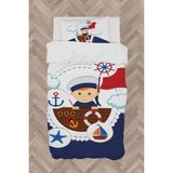Mekta Home Bebek ve Çocuk Odası Küçük Denizci Kaptan Desenli Nevresim Takımı - Renkli - 160 x 230 cm