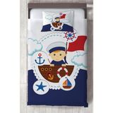 Mekta Home Bebek ve Çocuk Odası Küçük Denizci Kaptan Desenli Yatak Örtüsü - Renkli - 140 x 220 cm