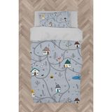 Mekta Home Bebek ve Çocuk Odası Küçük Evler ve Yol Desenli Nevresim Takımı - Renkli - 160 x 230 cm