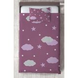 Mekta Home Bebek ve Çocuk Odası Lila Bulut Desenli Yatak Örtüsü - Renkli - 140 x 220 cm